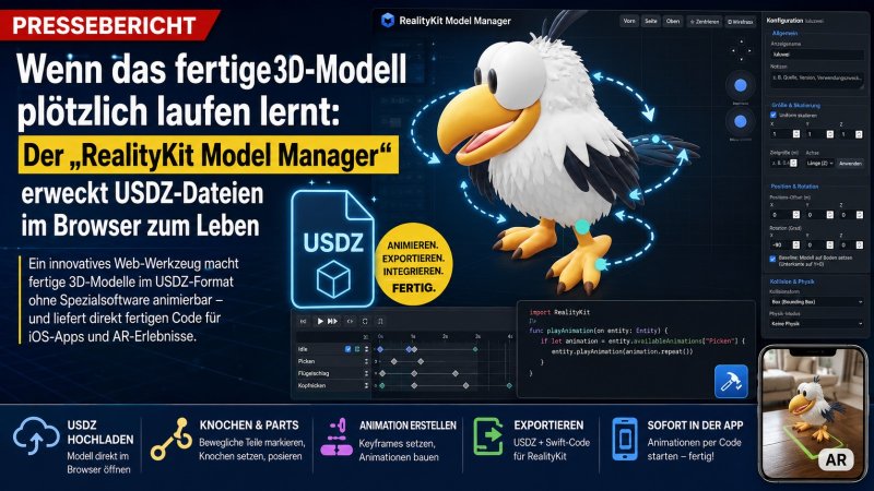 Wenn das fertige 3D-Modell plötzlich laufen lernt: Der „RealityKit Model Manager" erweckt USDZ-Dateien im Browser zum Leben