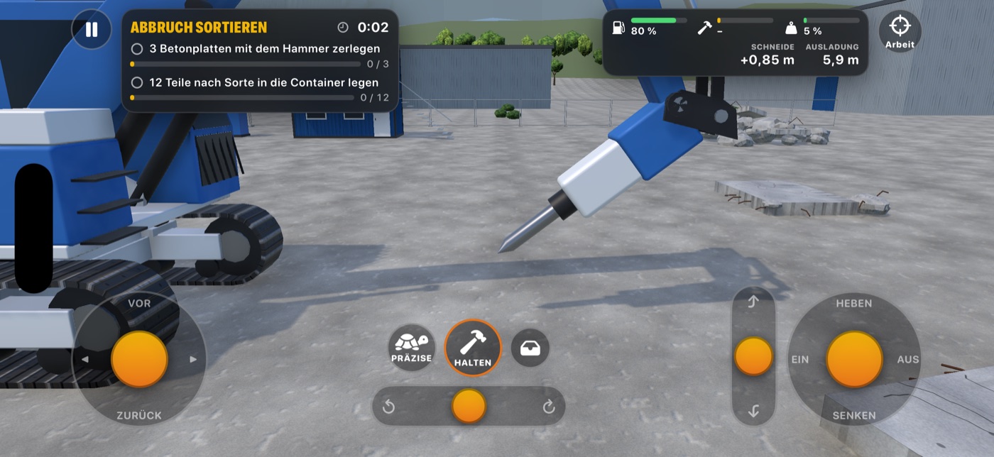 Hydraulikhammer in der Arbeitskamera